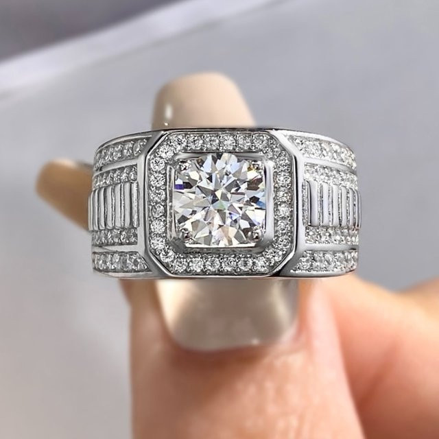 DWJ Ring, 925 Silber, Moissanit Diamant, Herren - Bild 1