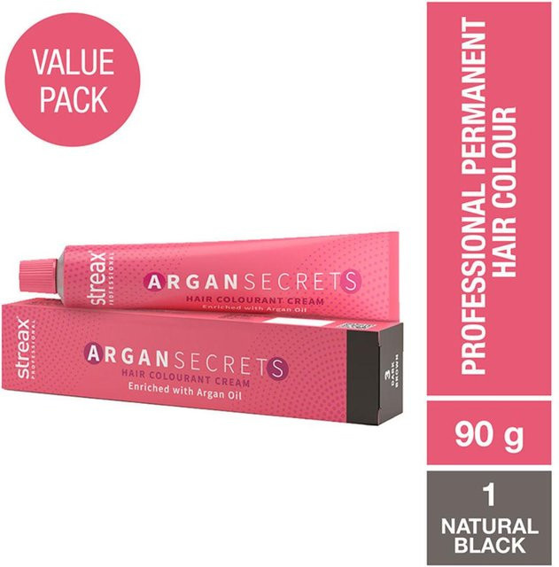 Streax Professional Argan Secrets Haarfarbencreme, Naturschwarz, 90 g - Bild 1