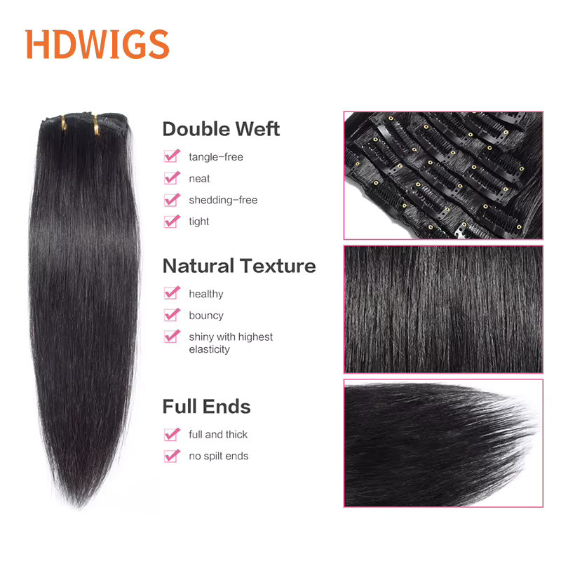 HDWIGS Clip-in-Haarverlängerung Echthaar, 7 Stück, Damen - Bild 3