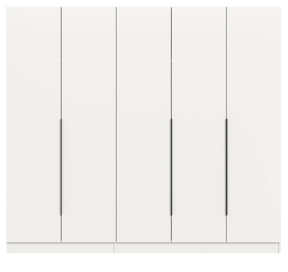 5-türiger Kleiderschrank Swan in Weiß, modern mit Innenausstattung aus Regalböden und Kleiderstange, Höhe: 200 cm, Breite: 181 cm - Bild 2