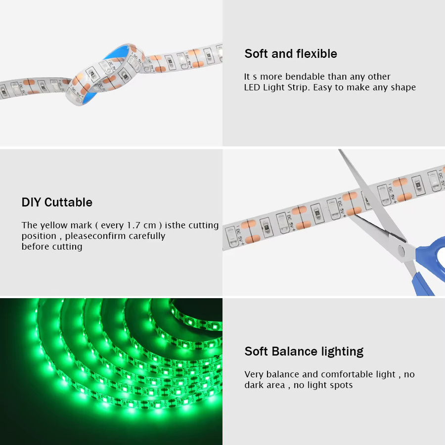 GAHADA USB LED Streifen Licht mit SMD 2835 LEDs für TV Hintergrund Beleuchtung und Zimmer Dekoration, 5V - Bild 3