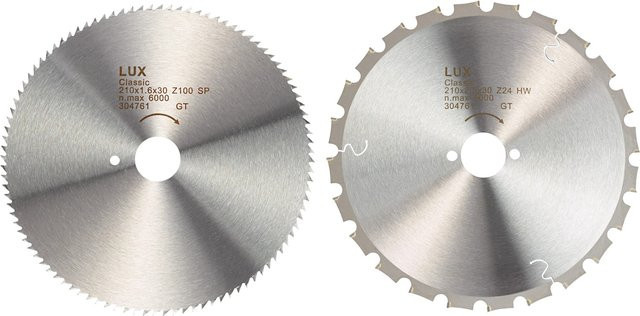 LUX-TOOLS 2-teiliges Kreissägeblatt-Set für Holz mit Carbide-Spitzen, Ø 210 mm, Silber - Bild 1
