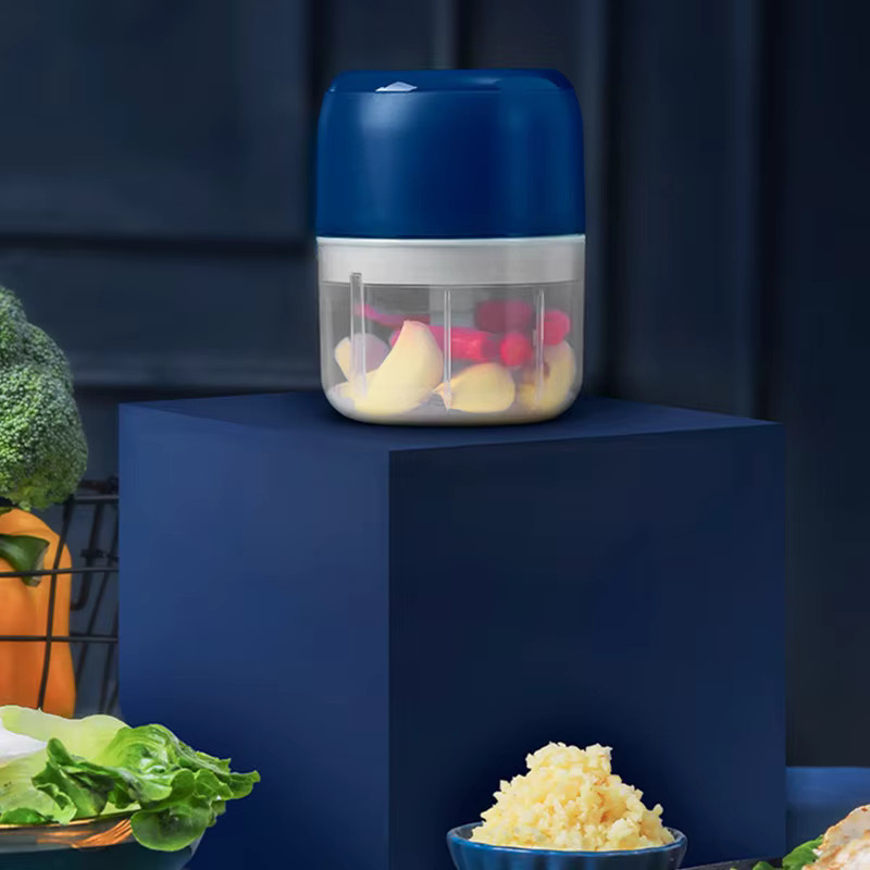 JFBONIN Drahtlose elektrische Mini Knoblauchpresse und Fleischwolf in Blau mit 250 ml Fassungsvermögen - Bild 4