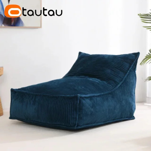 OTAUTAU 1-Sitzer Sitzsackbezug aus dickem Cord in Schwarz oder Blau, Modell SF378 (ohne Füllmaterial) - Bild 1