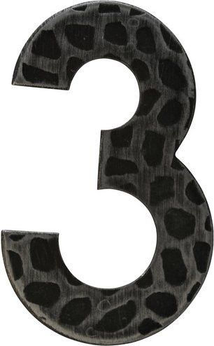 ALPERTEC Hausnummer 3 aus Eisen in Schwarz, B/T/H: 11,7 x 17,0 x 1,8 cm - Bild 1