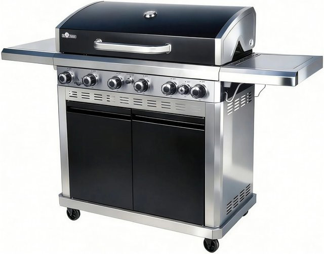 El Fuego Gasgrill Detroit mit 6+1 Brennern in Silber und Schwarz mit Seitenbrenner und Ablagen - Bild 2