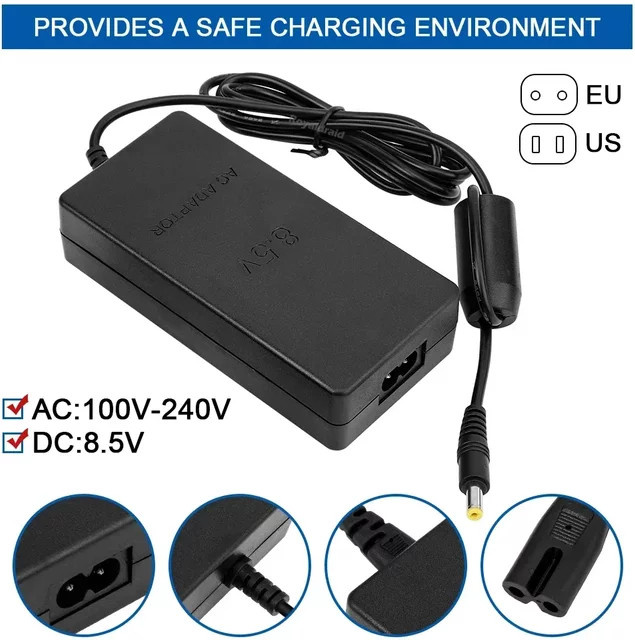 HeroAngel Netzteil für PS2 Slim 7000 Serie Spielkonsole, AC-Adapter Ersatz mit Barrel Plug, Schwarz - Bild 1