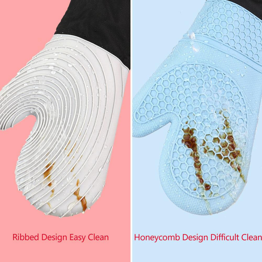 Ofenhandschuhe-Set aus wasserdichtem Silikon mit weichem Polyesterfutter, BPA-frei, Breite: 17,8 cm, Höhe: 33 cm - Bild 1