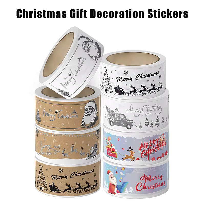 250 Stück Frohe Weihnachten Aufkleber in Multicolour als dekorative Umschlagsiegel für Weihnachtskarten und Geschenkboxen - Bild 2