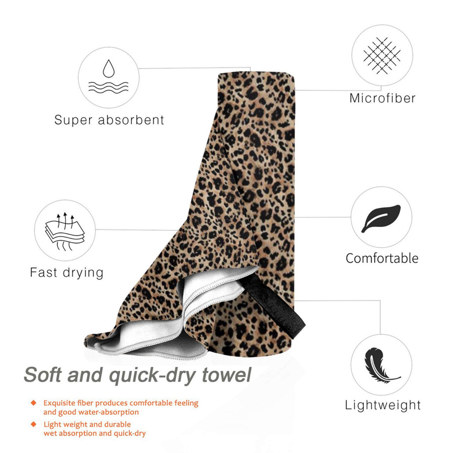 Strandtuch von JMG Household Supplies in Braun mit Leopard-Muster aus Mikrofaser, schnelltrocknend und saugfähig, B/B: 70 x 140 cm - Bild 2