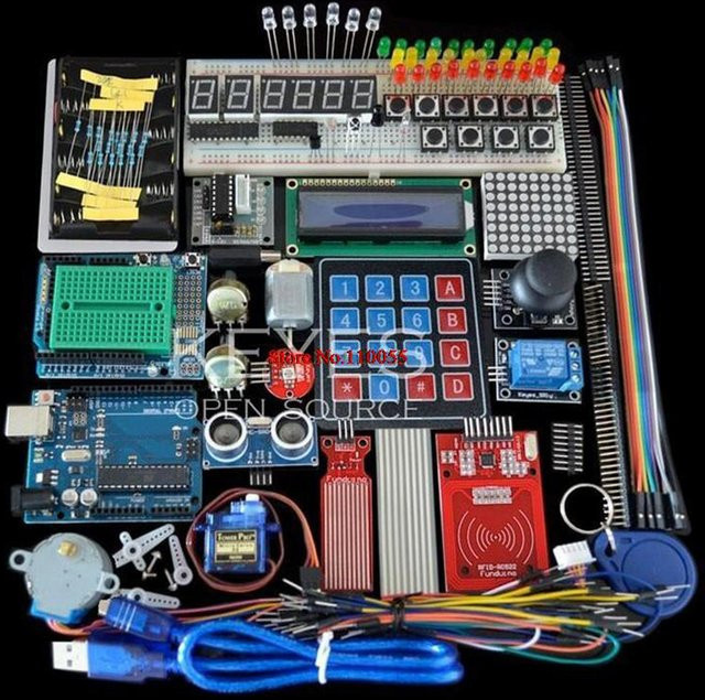 Arduino Uno R3 Starter-Kit mit Steckbrett, Halterung, Schrittmotor, Servo, 1602 LCD und Überbrückungskabel in Multicolour - Bild 1