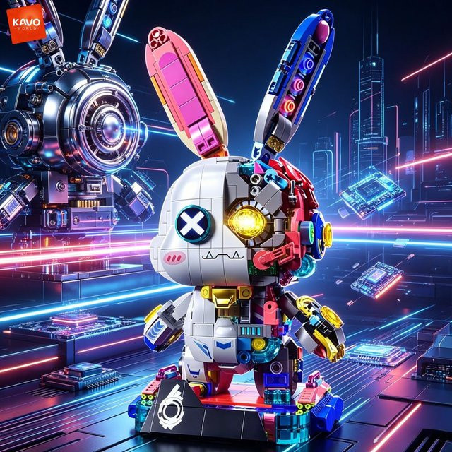 KAVOWORLD Cyberpunk-Kaninchen, Mechanisches Hasen-Modell, 1377 Teile, mit Licht - Bild 1