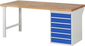 Rau Werkbank 7516A1 mit 6 Schubladen, Mehrfarbig, B/T/H: 200 x 90 x 89 cm - Bild 1