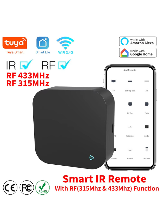 Tuya WiFi IR-Fernbedienung mit RF 433MHz und 315MHz für Smart Home-Steuerung von Klimaanlagen und Fernsehern in Schwarz, kompatibel mit Google Home, Yandex und Alexa - Bild 6