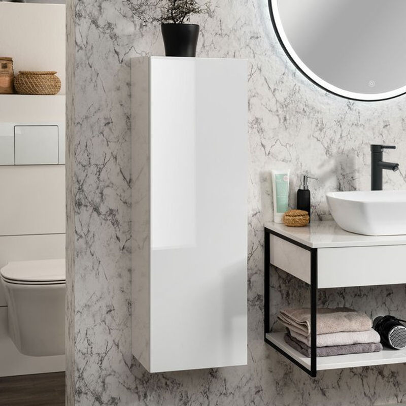 Fackelmann Bad-Hochschrank New York Weiß mit Soft-Close-Türen, B/T/H: 33 x 28,2 x 102 cm - Bild 3