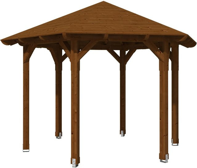 Skan Holz Pavillon Colmar 2 aus Douglasie mit Zeltdach in Nussbraun B/T/H: 420 x 364 x 304 cm - Bild 1