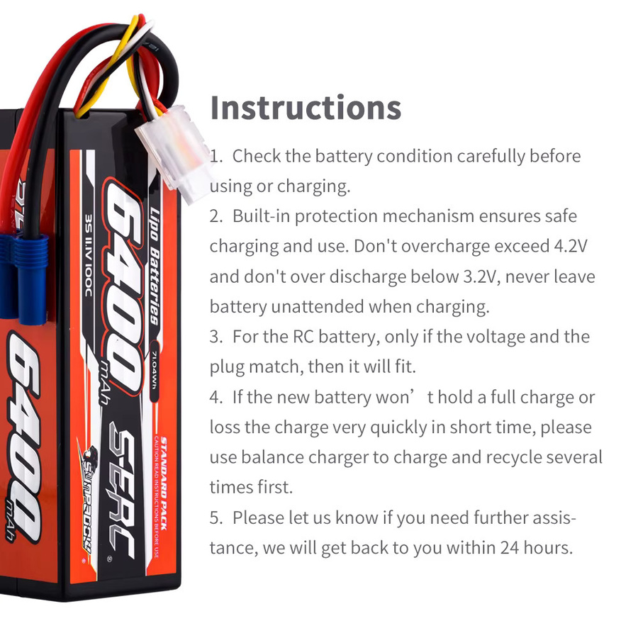 SUNPADOW LiPo-Akku mit EC5 Anschluss, 6400 mAh, 100C, Schwarz - Bild 4
