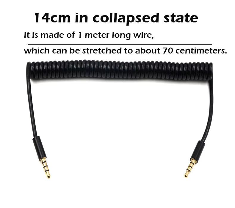 BSN Spiralkabel 3,5 mm Jack 4-poliges TRRS auf TRRS Stereo-Audio-AUX Verlängerungskabel in Schwarz - Bild 6