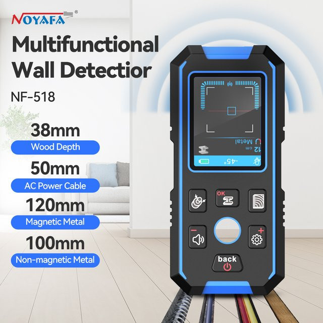 NOYAFA NF-518 Multifunktions-Wanddetektor mit Sprachausgabe für Metall, Nichtmetall, Wechselstrom-Leitungen und Holzpfosten - Bild 1