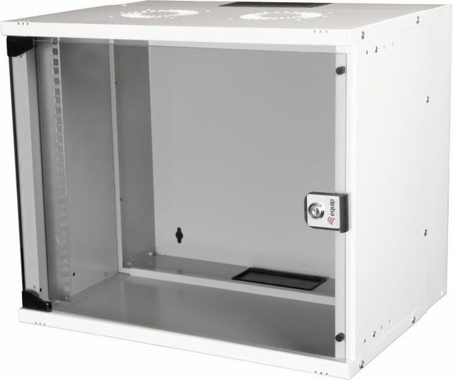Equip Eco Mount 19 Zoll Schrank 09HE Wandmontiertes Regal in RAL7035 Grau mit Sperrschloss B/T/H: 54 x 40 cm, 9 HE - Bild 1
