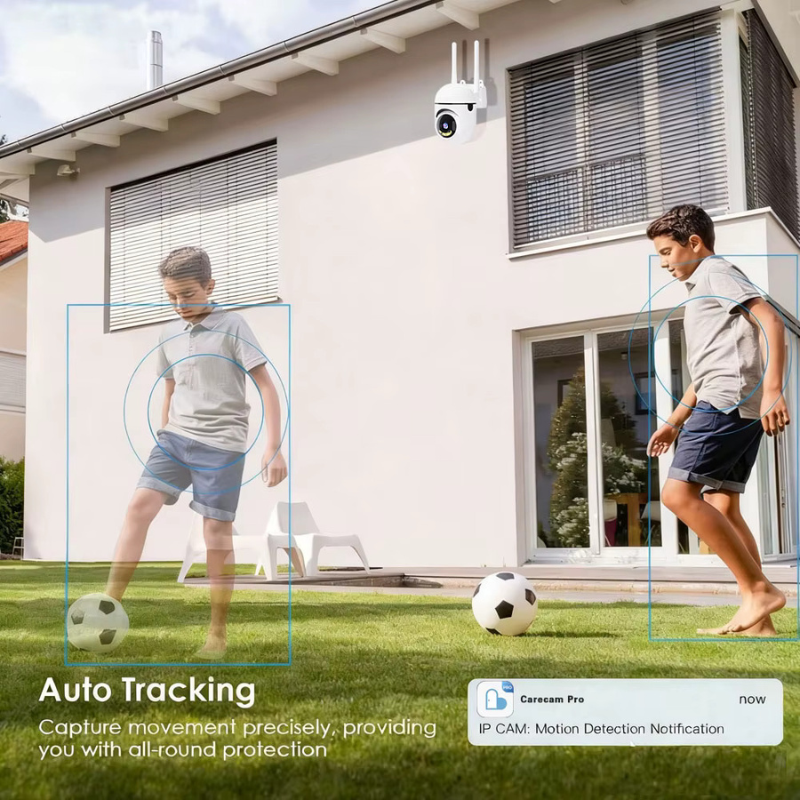 HKIXDISTE 5MP WLAN IP Kabellose Sicherheitsüberwachungskamera PTZ mit Auto-Tracking, Zwei-Wege-Audio, HD-Nachtsicht und Farbmodus in Weiß - Bild 3