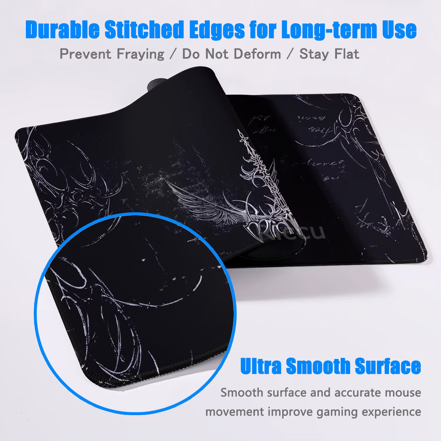 Riccu Cybersigilism Schreibtischunterlage im Gothic Sword Art Design, Schwarz-Weiß, XXL Mousepad für Gaming und Büro - Bild 2