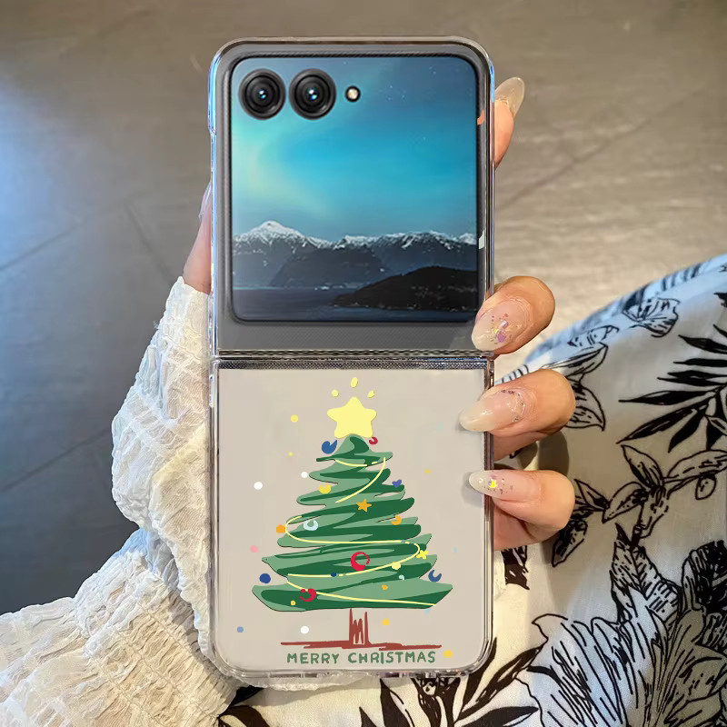 Stoßfeste transparente Handyhülle mit Weihnachtsbaum-Design für Motorola Razr 40 50 Ultra, Razr 40 und Razr 50, faltbare Schutzhülle aus hartem PC - Bild 2