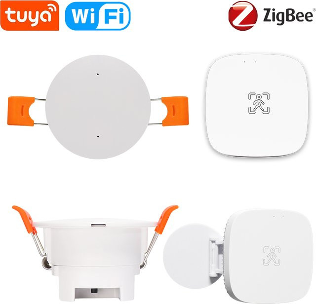 Tuya ZigBee WiFi MmWave Menschlicher Anwesenheitssensor mit 5,8G 24G Radar zur Erkennung von Bewegung, Helligkeit und Atmung in Weiß - Bild 1