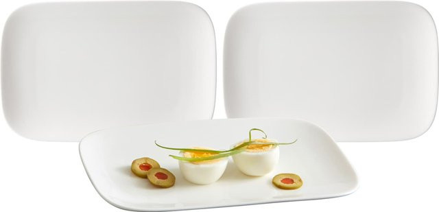 Ritzenhoff & Breker Servierplatten Arena Set, transparent und weiß, rechteckig, B/T/H: 24 x 16 cm, 3er Set - Bild 1