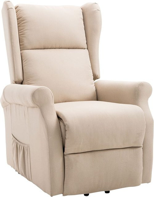 HOMCOM Elektrischer Aufstehsessel mit Liegefunktion in Creme, Polsterung aus Leinen und Schaumstoff, B/T/H: 72,5 x 94 x 109 cm - Bild 1
