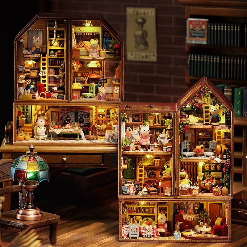 zuuton Puppenhaus Miniatur, 3D-Puzzle-Spielzeug, Holz, Natur / Holzfarben, Bunt / Mehrfarbig - Bild 3