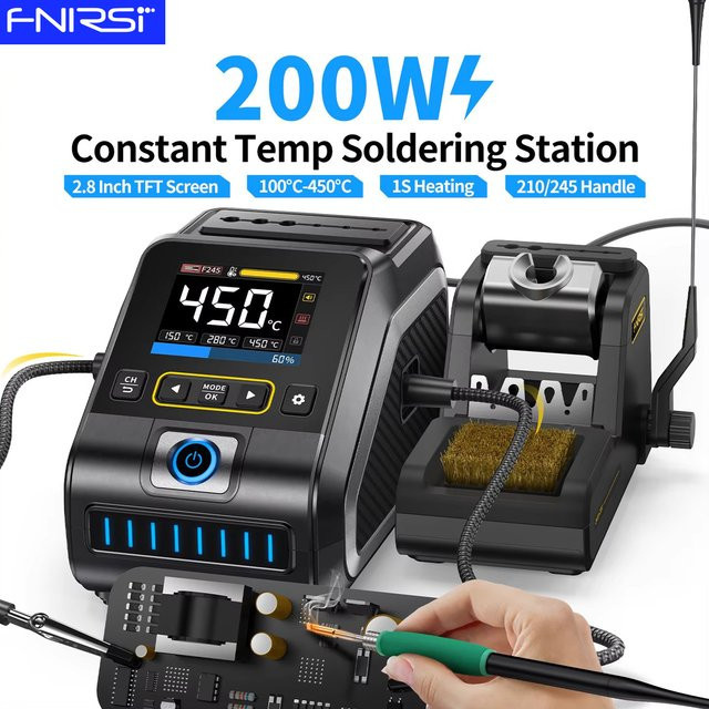 FNIRSI DWS-200 Schnellheiz-Lötstation mit 200W Leistung in Schwarz, kompatibel mit F210 und F245 Lötgriffen - Bild 1