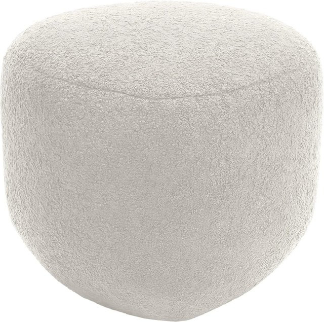 DELUKE Sitzhocker SUMIR Polsterhocker aus Teddystoff in Creme, B/T/H: 52 x 48 x 32 cm - Bild 1