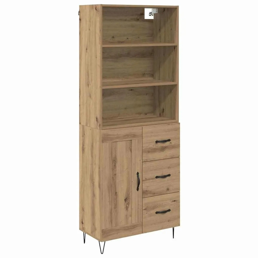 vidaXL Highboard 2-teilig in Artisan-Eiche, braun, mit Schubladen und Türen im Industrie-Look, B/T/H: 180 x 32,5 x 32,5 cm - Bild 2