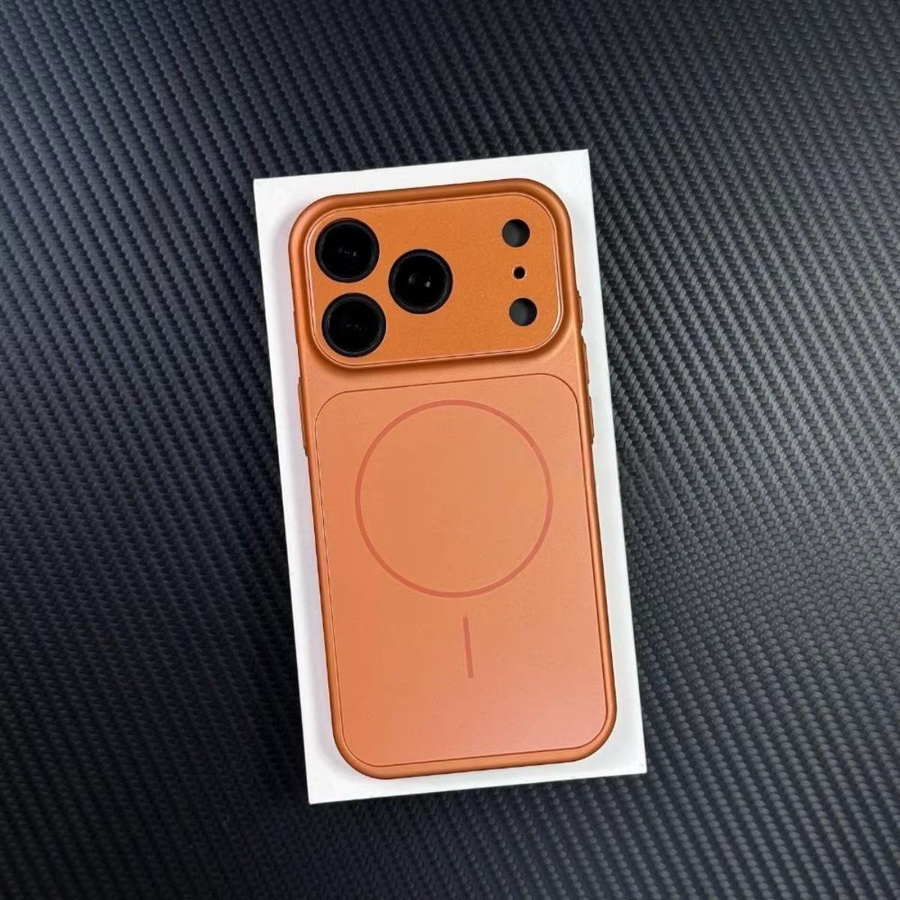Magnetische Nano Glas Schutzhülle für iPhone 17 Air 16 15 14 13 Pro Max mit MagSafe Unterstützung in Gold und Orange - Bild 2