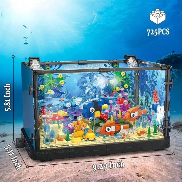 Binchi Keji Travel Aquarium-Baustein-Beleuchtung, Meerestiere, Blau - Bild 1