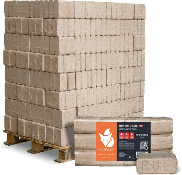 PALIGO RUF Original Red Holzbriketts aus Hartholz, 960 kg Palette (96 x 10 kg) - Bild 1