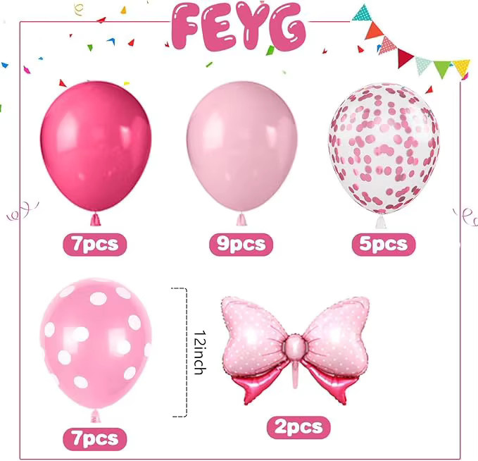 30 Stück rosa Schleifenballons von BALONAQ für Kindergeburtstage und Babypartys - Bild 2