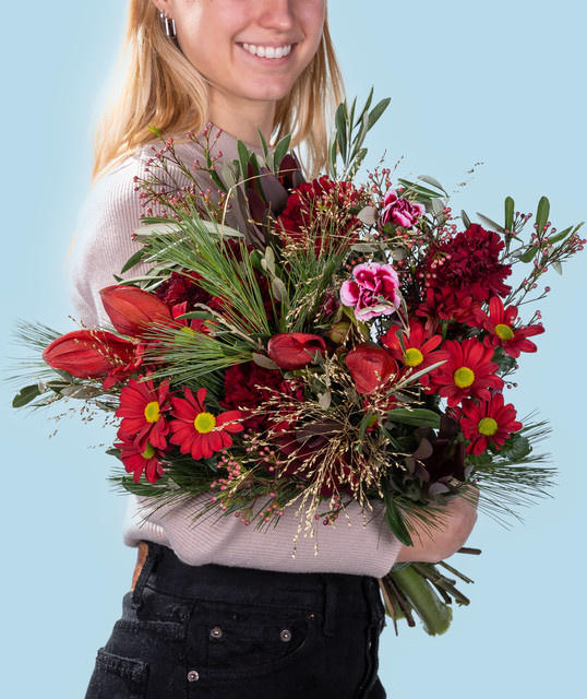 BLUME2000 Bouquet Tabletop red green Weihnachtszeit - Bild 1