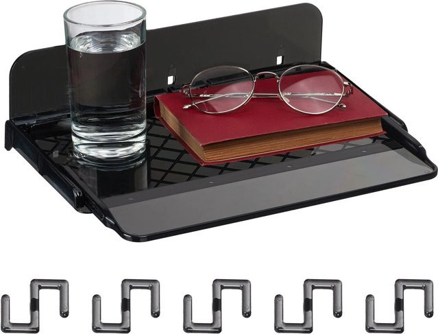 Ausziehbarer Relaxdays Betttisch aus Kunststoff in Schwarz, B/T/H: 30 x 8,5 x 15,5 cm - Bild 1
