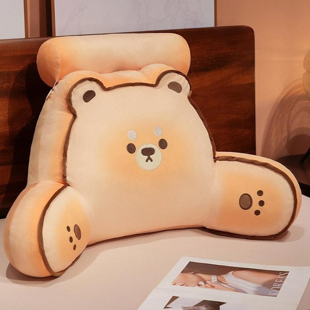 Weiches Plüsch-Dreieckskissen mit Tier-Motiv als Rückenlehne für Bett und Sofa, 40 cm - Bild 1