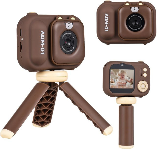 TOMTOP JMS Kinder Digitalkamera mit 48MP, 1080P Video und 2,4 Zoll IPS Bildschirm, Dual Objektiv, Braun - Bild 1