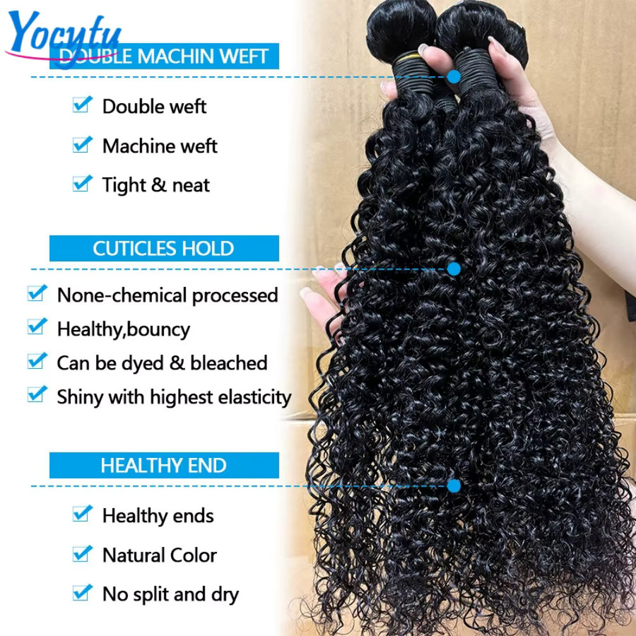 YOCYTU Kinky Curly Bundles, 24 Zoll, Brasilianisches Echthaar, Lockig, Unisex - Bild 5