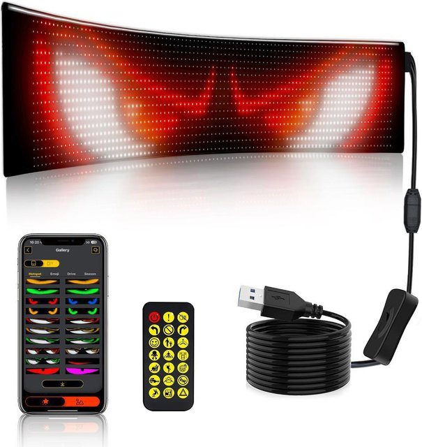 CHNAITEKE RGB LED Matrix Pixel Panel App Programmierbares Graffiti Scrolling Logo Licht für das Auto, Multicolour - Bild 1