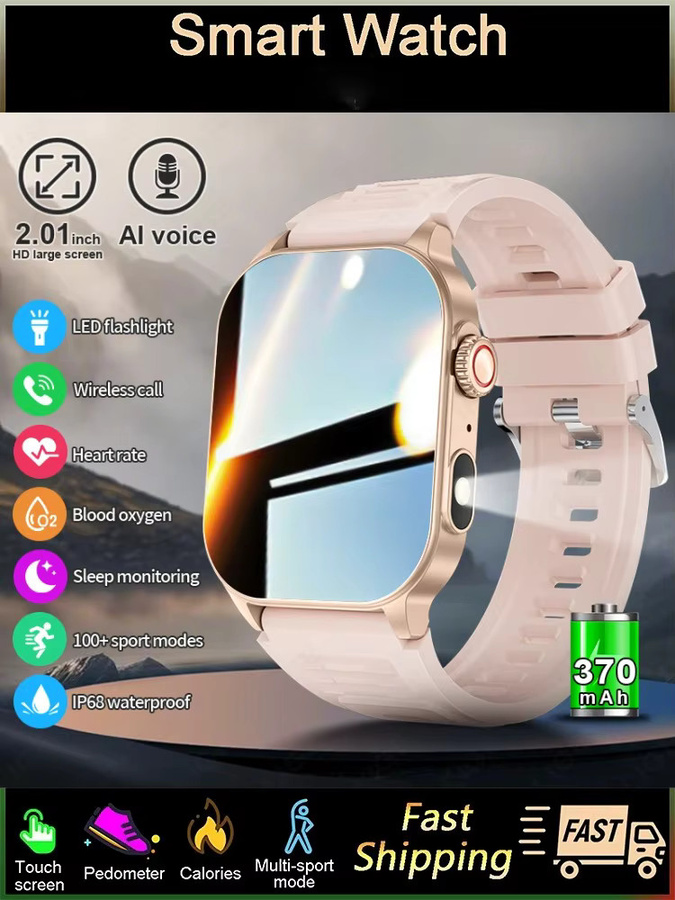 LIGE Smartwatch, Damen, Schwarz, Silikon, 2,01 Zoll - Bild 7