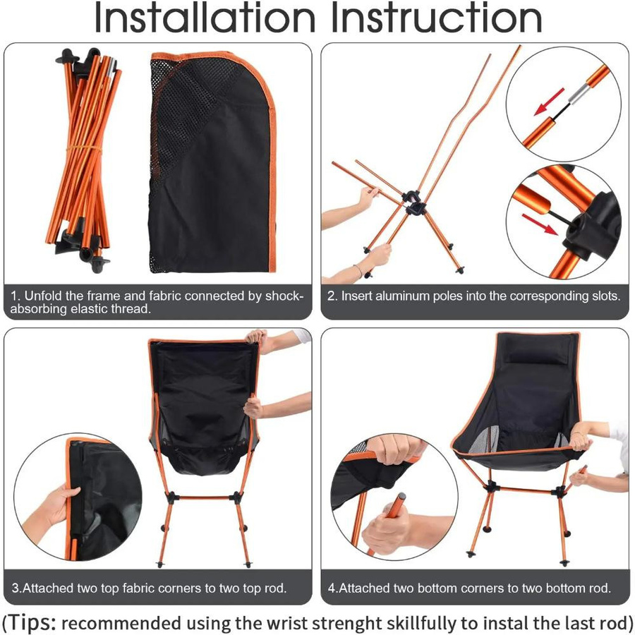 Tragbarer Campingstuhl aus Oxford-Stoff und Aluminiumrohr, klappbarer ultraleichter Campingsitz in See-Blau für Outdoor, Angeln und Picknick - Bild 3