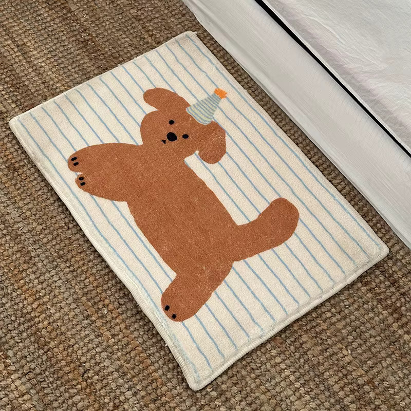 VIKAMA Hund Teppich im Cartoon Design, kreative Kaschmir-Imitation, waschbare Fußmatte für Eingangsbereich und Badezimmer - Bild 2