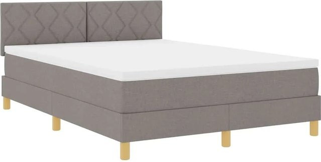 vidaXL LED Boxspringbett mit Matratze in Taupe, Hybrid-Matratze mit USB-Anschluss und Unterbettbeleuchtung, B/T: 160 x 200 cm - Bild 1