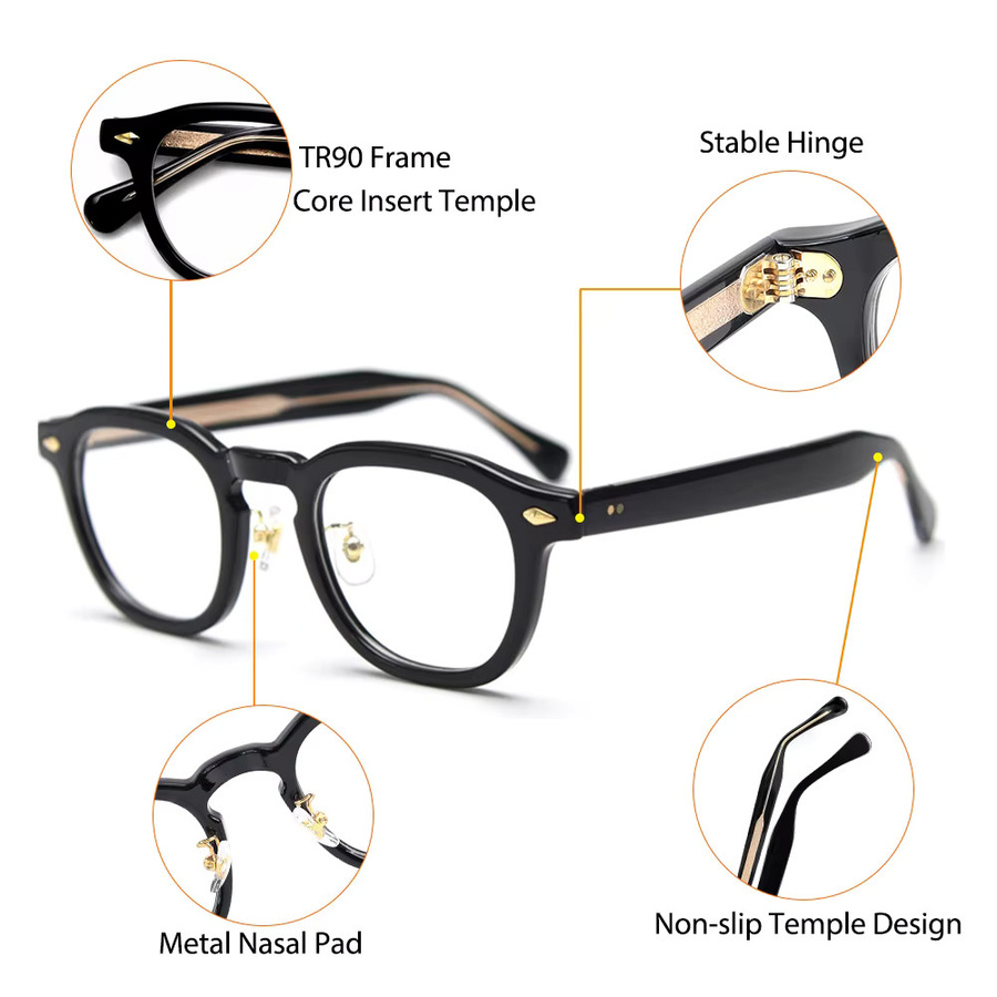 HBK Korrektionsbrille, rund, Vollrand, Tr90, schwarz, Unisex - Bild 2