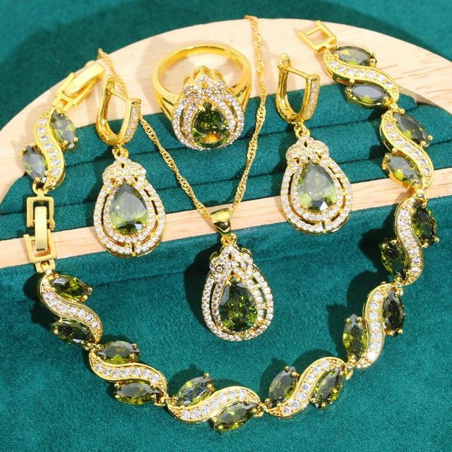 YIRAN Jewelry Schmuckset, Kupfer, Gold, Zirkonia, Unisex - Bild 1